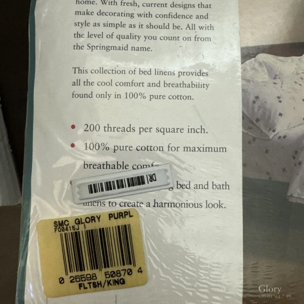 ViTG Springmaid King Flat Sheet White Floral 78